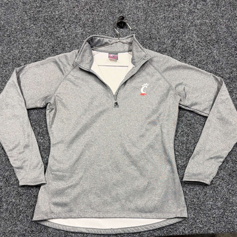 Knights Apparel Pullover Womens L Gray Cincinnati Bearcats Quarter Zip Fleece